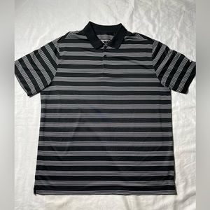 Nike Golf Tour performance black and white horizontal striped polo shirt XXL EUC